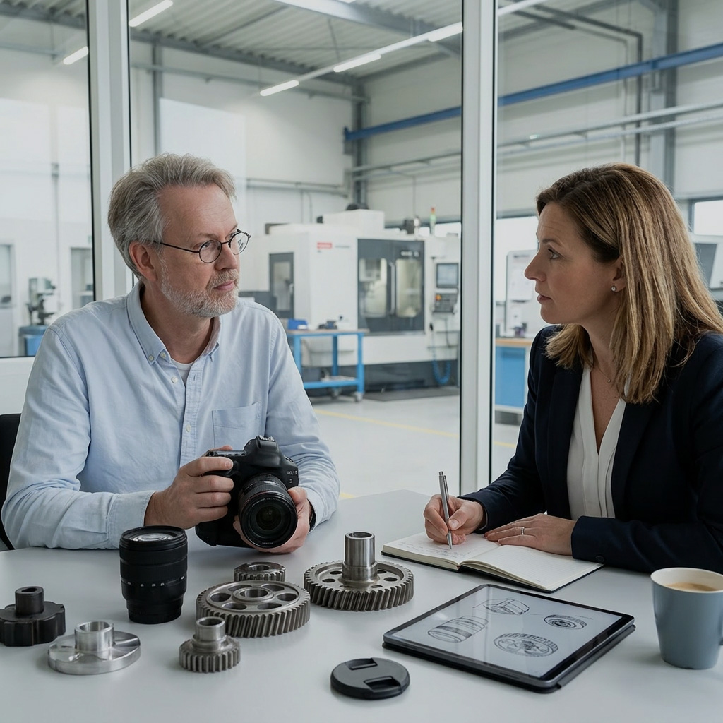 Fotograf und Kunde im Briefing - KI generiertes Bild